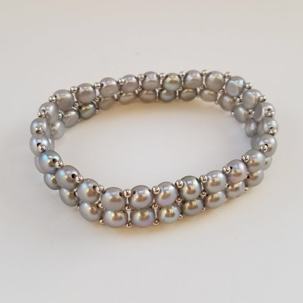 📸💥Double Strand Pearl Bracelet - Grayish/Silver